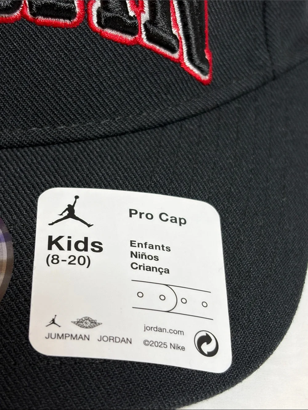 Jordan Jumpman Youth SnapBack Pro Cap Curved Brim Embroidered Black Red NWT